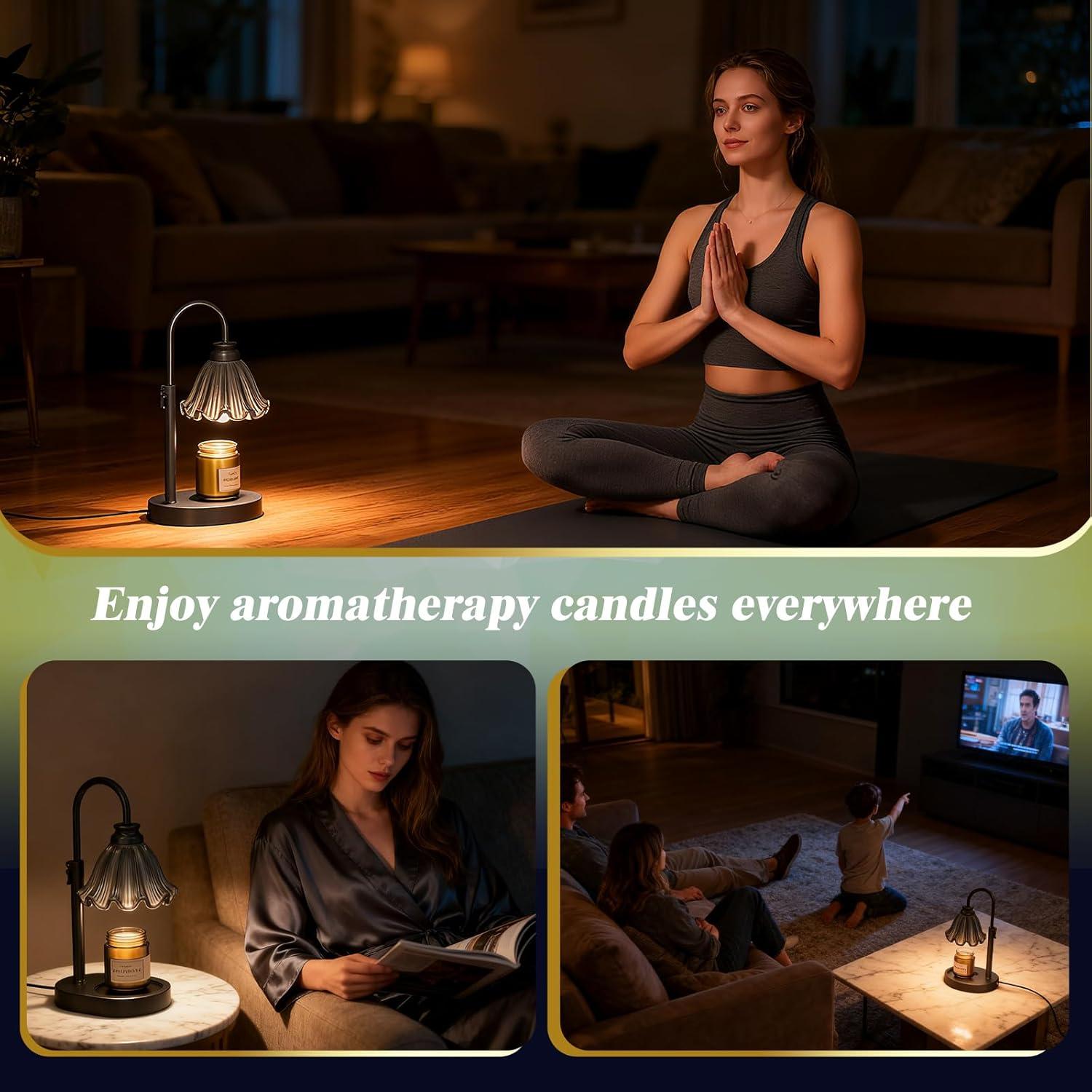 Candle Warmer Lamp with Timer and 4 Brightness Levels, Height Adjustable Candle Lamp Warmer for Bedroom, New Home Decor, Housewarming Gifts for Women