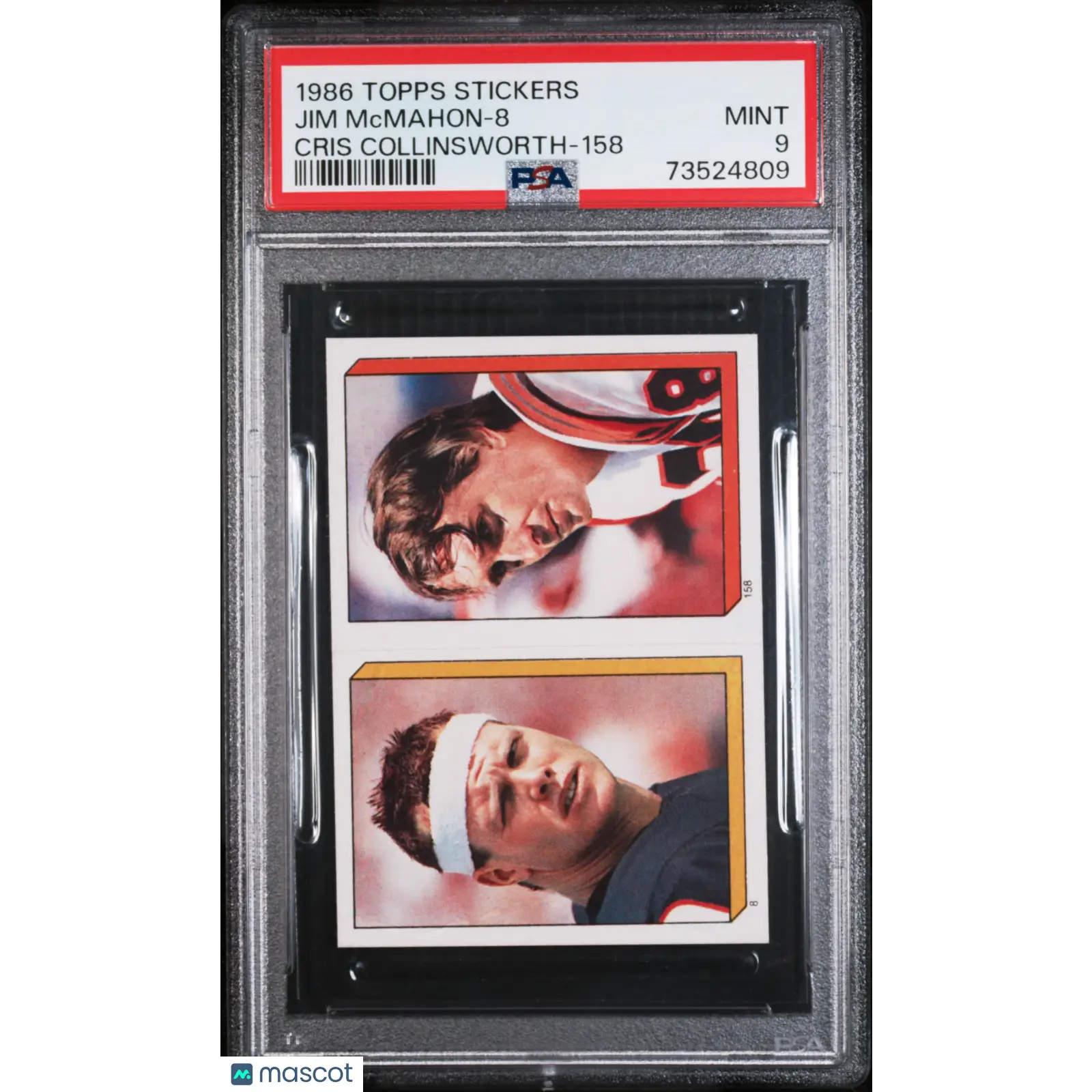 Jim Mcmahon-8 PSA 1986 Topps Stickers Football {cardNumber} 9 73524809