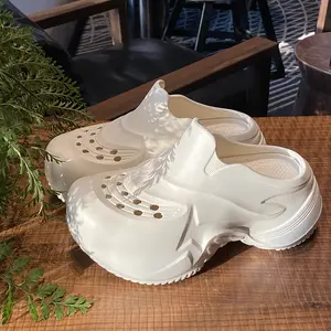 7.5cm High Heel Paltform Sandals Shoes 2025 Women's Perforated Platform Slides Fashion Closed Toe Slippers for Home Beach with Anti-Sole Viral Cloud Slides