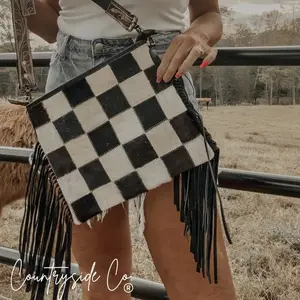 Rodeo Square Cowhide Purse