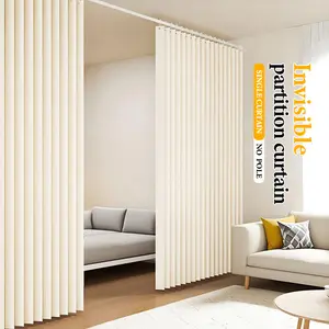 Rental-Friendly Foldable Room Divider Easy Install Curtain | No Drill, Damage-Free Install | Instant Privacy for Small Apartments & Home Offices
