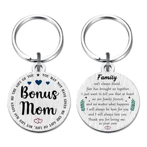 Gifts for Bonus Mom Mother's Day - Step Mom Stepmom Adoptive Unbiological Mother Birthday Easter Wedding Keychain