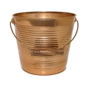 212 MAIN 10 in. Ribbed Metal Garden Planter - Robert Allen, New Copper Ribbed Planters