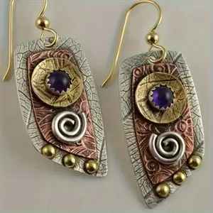 Bohemian Metal Engraved Drop Earrings for Women - Unique Irregular Shape and Simple Design - Perfect Cartilage Piercing Jewelry Gift