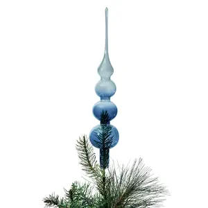 Glass Bubble Tree Topper, Navy and Grey