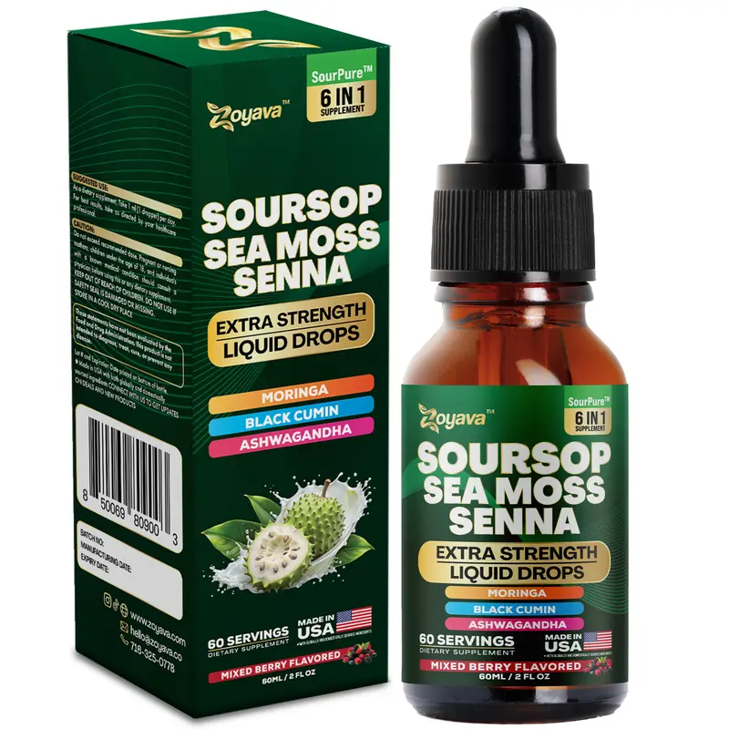 Zoyava Soursop Bitters – Flavored, Extra Strength All-in-One Dietary Supplement Drops, Made in USA – 60mL Nutrition Liquid