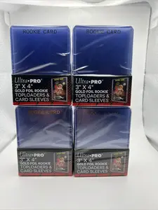 Ultra Pro 3X4 GOLD FOIL ROOKIE 35pt Toploaders & Card Sleeves 4 Pack of 25 = 100