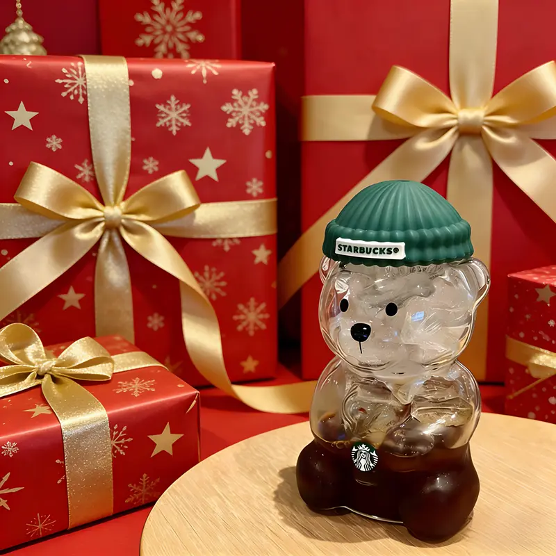 [IN STOCK] Starbucks Bearista Bear Glass Jar Tumbler with Straw, 2025 Holiday New Year Festive Gift for Birthdays, Valentine's Day
