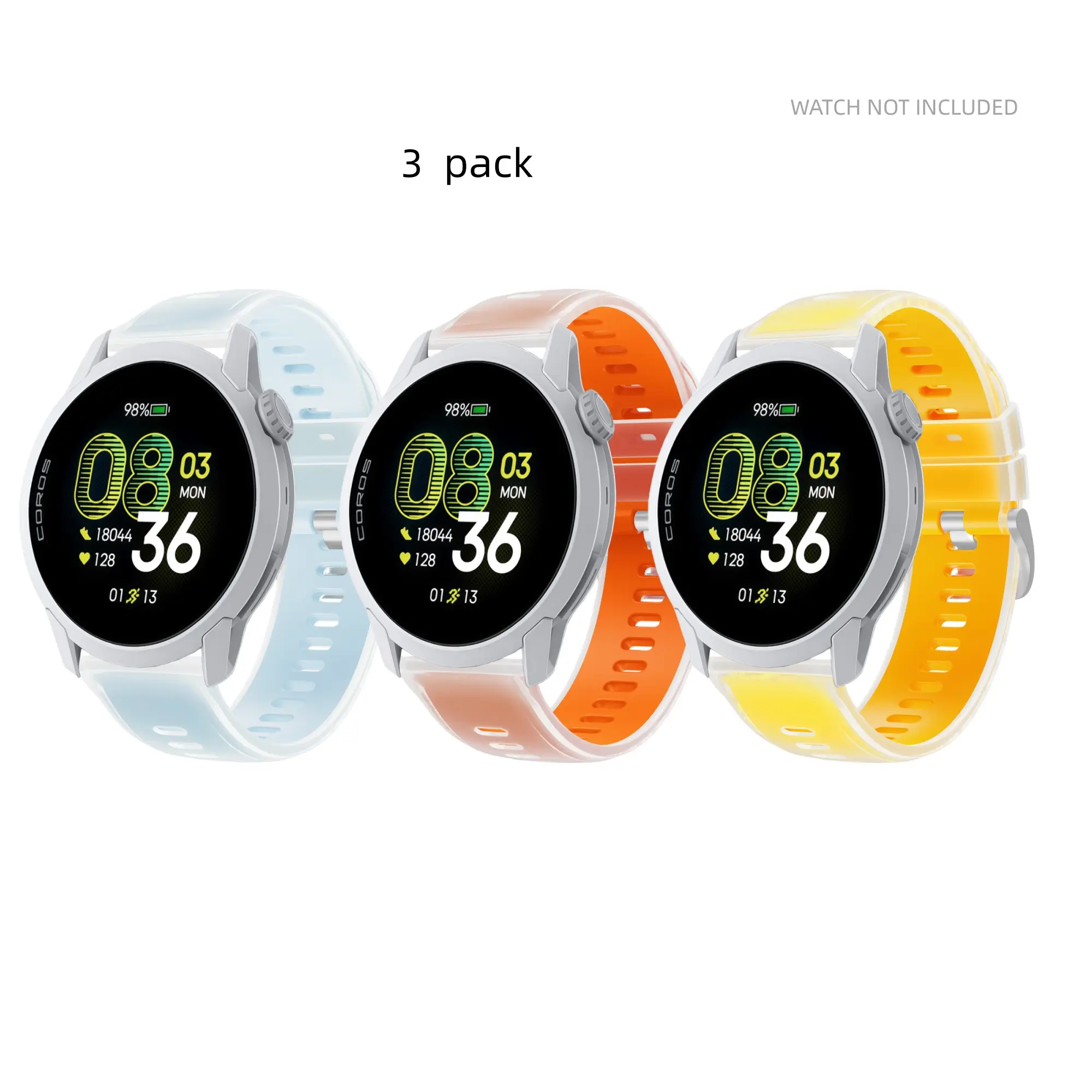 Sports strap suitable for Coros Pace 4/Coros Pace 3/Apex 2 Pro/Apex Pro/Apex 46mm strap compatible, men's and women's breathable sports strap transparent sports strap 3 packs Smartwatch Compatible Bands Smartwatch Accessories
