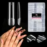 UNA GELLA 216PCS Lightweight Adjustable Acrylic Fake Nails - 12 Sizes Full-Half Cover Pre-Filed Pre-Built Set, Crease-Free Bend, Half Matte Finish, Long-Lasting, Flat-Friendly No C Curve Tips for Easy Nail Art DIY Manicures, Acetone Removal Compatible