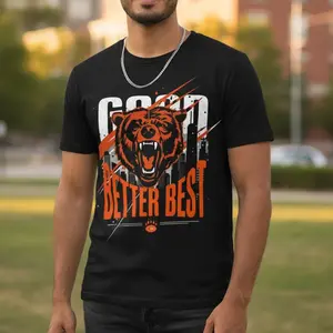 Iseis Shop Winter Outfits CHICAGO Football Merch Good Better Best Shirt Game Day Tee for Bear Football Fans Vintage DigitalPrint Sustainable Fashion