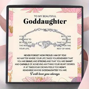 Gift box Love Heart Bangle for god-daughter, Elegant Bangle and jewelry, To my beautiful god-daughter: I love you for a lifetime, I am proud of you, and I wish you courage and strength to achieve your dreams, jewelry for women