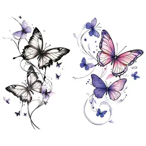 2 Waterproof Colorful Butterfly Temporary Tattoos, Tattoo Stickers, Sweat-Resistant Body Art for Fashion Lovers, Unisex Design for All Styles