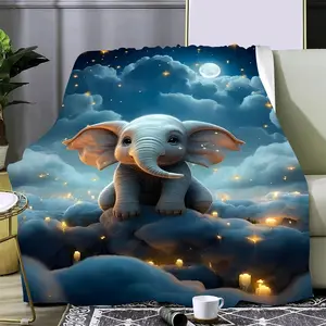 Ultra-Soft Flannel Elephant Throw Blanket - Versatile for Couch, Bed, or Gift |   HD Printed Animal Design |   All-Season Comfort