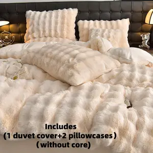 Fuzzy Duvet Cover Set, 3 Counts/set Including 1 Duvet Cover & 2 Pillowcases without Filler, Soft Comfortable Winter Bedding Set for Home Bedroom