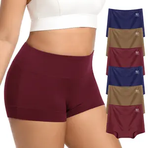 Morelect 8 Pack High Waist Boyshorts for Women，Ultra Soft Cotton Panties, No-VPL & Seamless Underwear, Breathable High Rise Briefs, Solid Color Everyday Basics