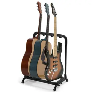 3 Multi Guitar Stand Rack with Folding Design Sturdy Stable Thick Sponge Padding for Acoustic Electric Bass Portable Storage