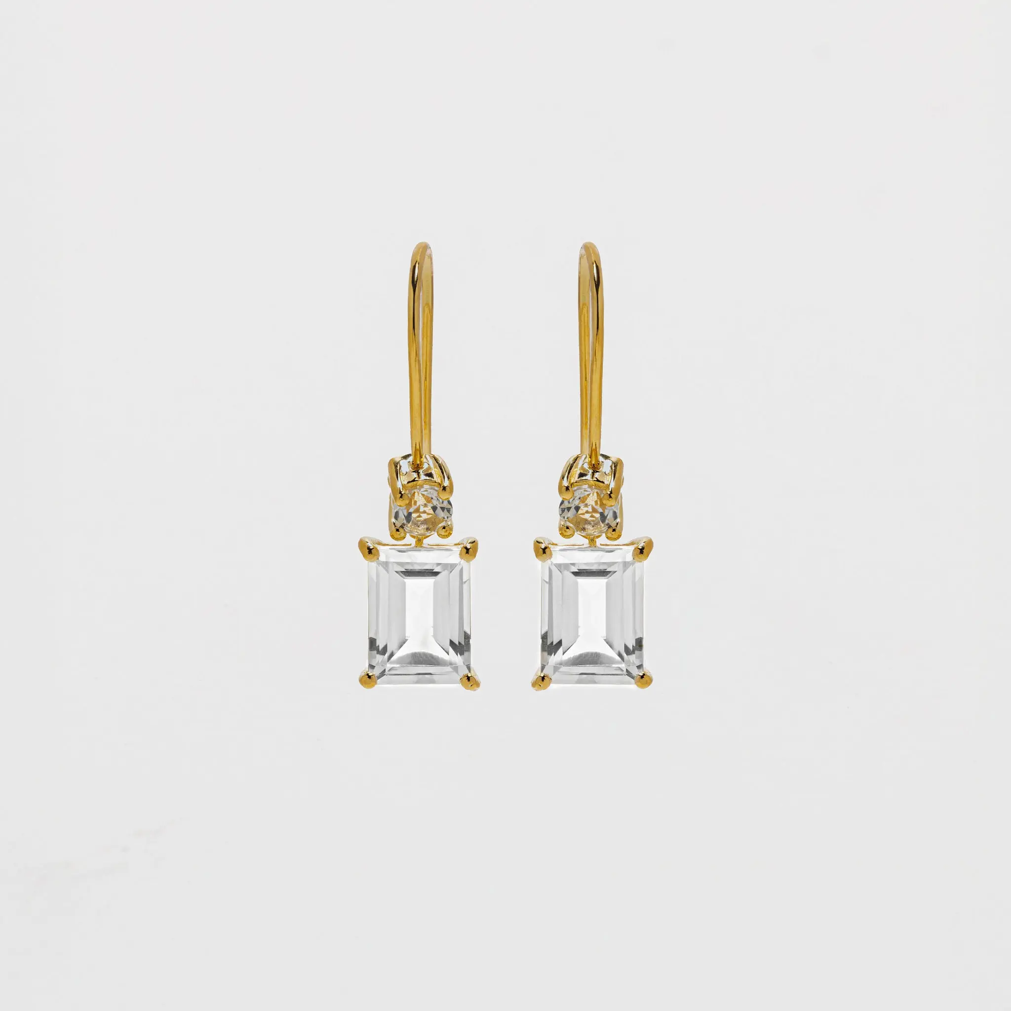 White Topaz Baguette Cut Drop Earrings