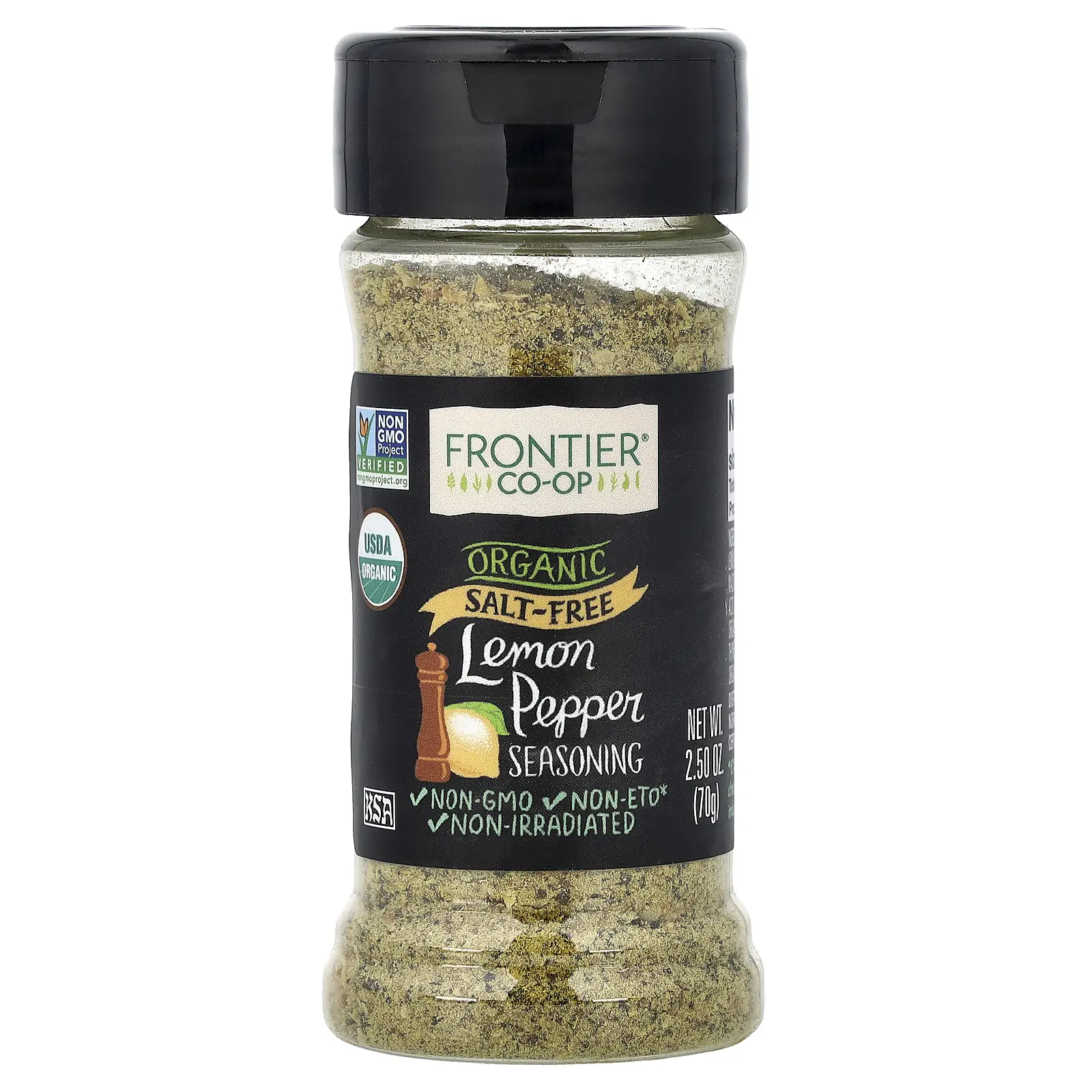 Frontier Co-op Organic Lemon Pepper Seasoning, Salt-Free, 2.5 oz (70 g)