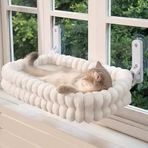 Fold Cat Window Perch - Cordless, Fold-Up, Zip Closure Embeded Machine Washable Bed Cover, Robust Metal Frame - Cat Hammock for Window for Large Cats