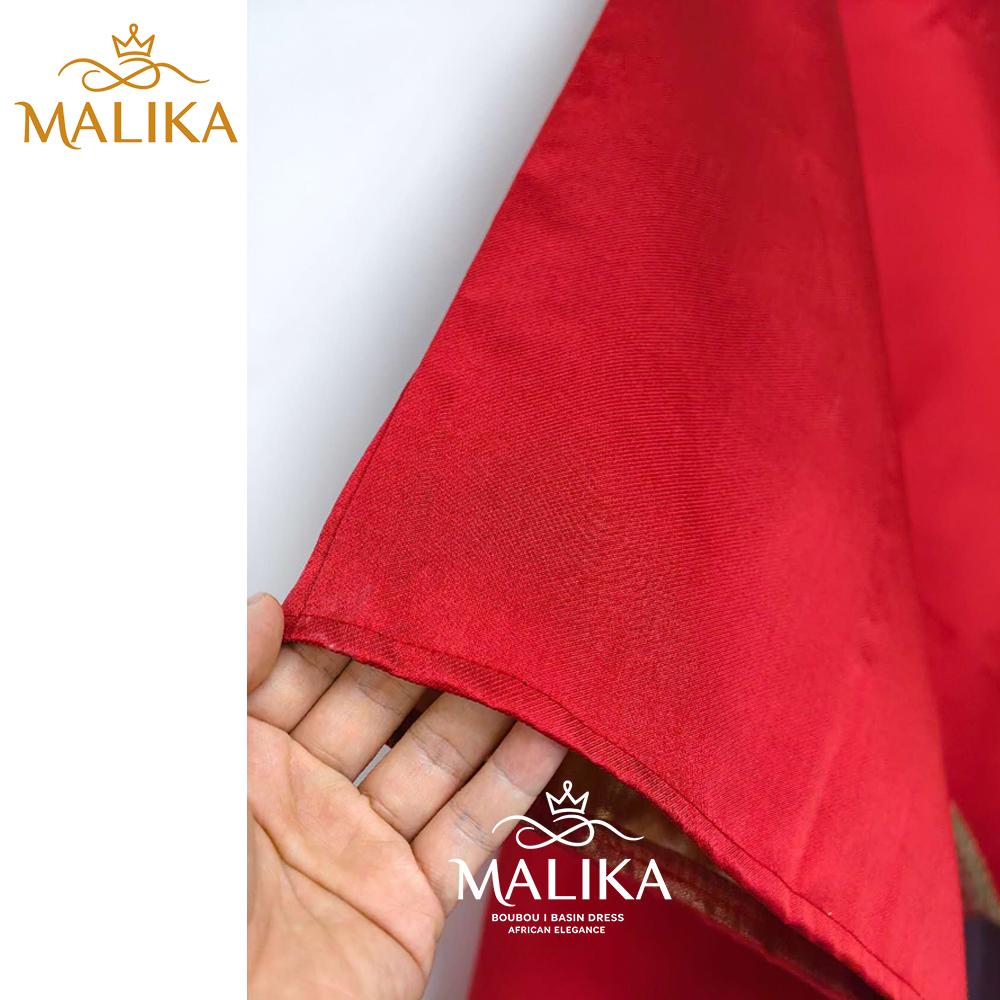 2pcs Set East Middle Red Brocard Boubou Dress With Strap Lining African Classical Party Dress Plus Size Luxury Long Sleeve