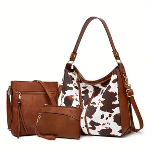 COW PRINT MANIA! 2-in-1 Convertible PU Leather Bag with Detachable Mini Pouch Perfect for Spring 2025 Vibes #CowPrintChallenge #TikTokFashion