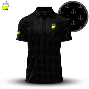 Black Anchor The Master Men Polo Shirt Nautical Style Classic Golf Casual Outfit Tee