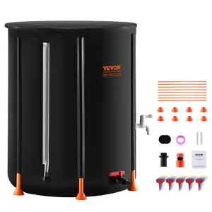 VEVOR Collapsible Rain Barrel, 66 Gallon/250 L Portable Rain Water Collection Barrel, PVC Rainwater Collection System with Spigots and Overflow Kit, Water Barrel for Garden Water Catcher
