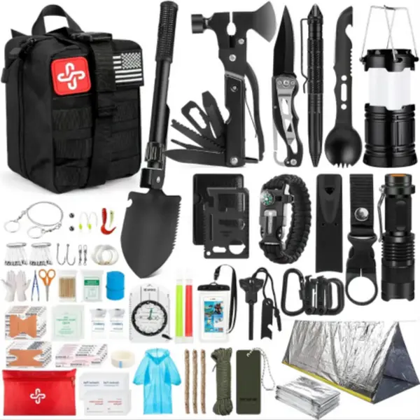 Survival First Aid Kits, Professional Survival Gear Equipment Tools First Aid Supplies kit for SOS Emergency Hiking Hunting Disaster Camping Adventures, Father's Gift Earthquake Survival Kit