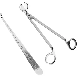 Candle Wick Trimmer and Snuffer Set 7.09 inch Stainless Steel Scissors with Hook