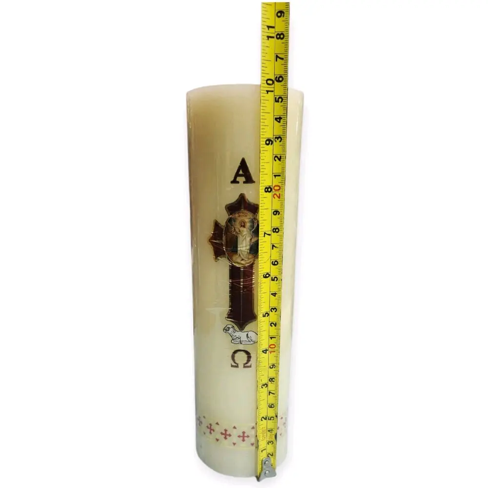 Cirio Pascual 1 Kilo Corto 10"Tall×3"Thick Paschal Candles Vela de Cera Jesucristo Resucitado Candle for Church Devotional