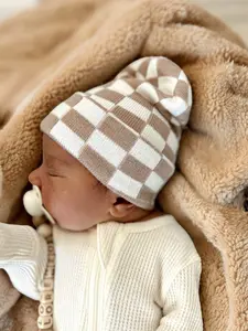 Baby's First Hat®, Tan/Warm White Checkerboard
