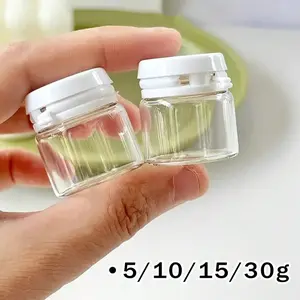 5 Lid Mini Cosmetic Cream Jars for Travel, Glass Material for Foundation, Eye Cream & Skincare, Portable Must-Have Travel Containers