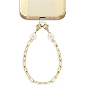 Lostars Metal Phone Chain Wrist Strap & Phone Charm for  - Detachable Hands-Free Lanyard with Anti-Drop Tether Tab (-Flower-B)