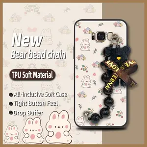 Dirt-resistant Black pearl pendant Phone Case For Samsung Galaxy S8/SM-G9500 Back Cover Waterproof Bear bracelet soft case protective case silicone Skin-friendly feel