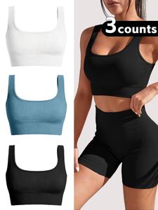 women's solid seamless sports bra, sports support lingerie top for yoga gym workout, back-to-school clothing, women's sports clothing for all seasons, bras for women, lingerie for women, knitted sportsbra, activewear, wireless sports bras