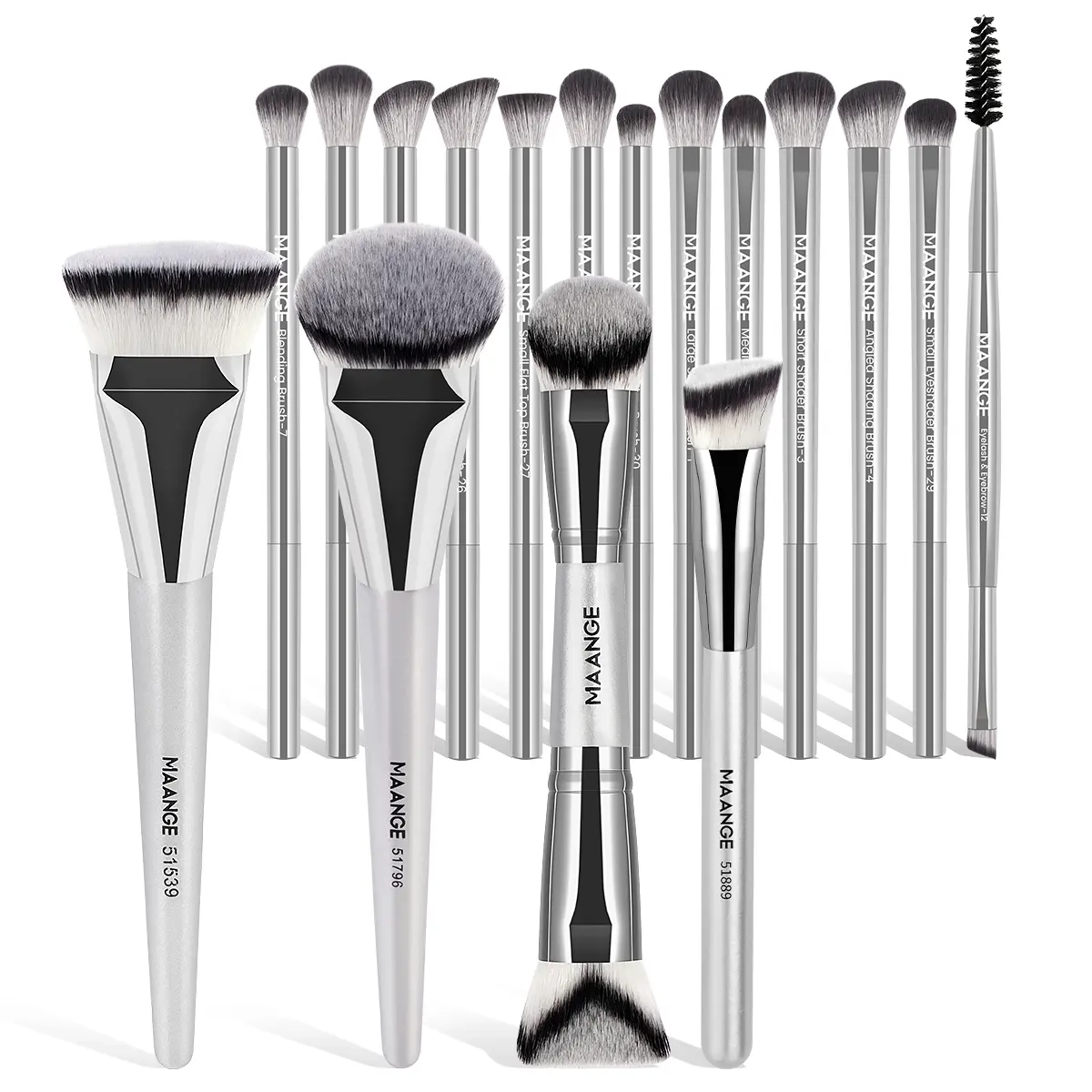 MAANGE 17pcs Prodessional Kabuki Makeup Brush Set, Brush set cosmetic, Travel Brush, Multifunctional Makeup Brushes, Foundation Brush Eyeshadow Brush Eyelash & Eyebrow Brush, Travel Makeup Brush Set, Gift for Women & Girls, Makeup Brush Tool