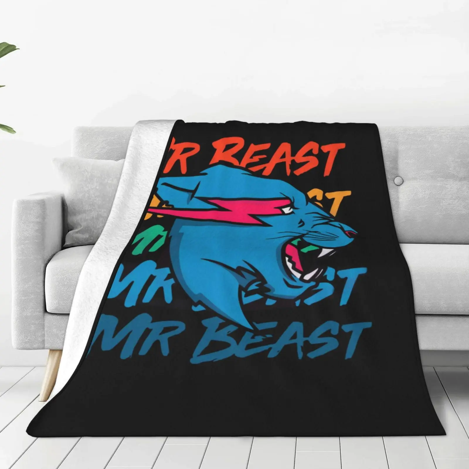 Mr Beast Blanket Ultra Soft Flannel  Warm Throw Quilt Anime Cartoon Blanket For Kids Adults Gift 80X60 Inches Cozy Couch Sofa Bed Living Room Decorative Lightweight Fleece Blanket