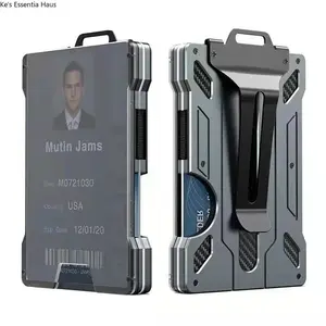 Ultimate Tactical Wallet for Men! Slim Aluminum Metal Money Clip with Clear ID Window, Carbon Fiber Accents & RFID Blocking - Ideal for Travel, Work & Everyday Carry, Keep Your Cards & Cash Secure & Organized