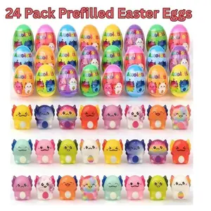 24 Pack Prefilled Easter Eggs with Axolotl Slow Rising Squishy Toys, Easter Basket Stuffers, Easter Gifts for Kids Girls Boys, Party Favors & Sensory Toys