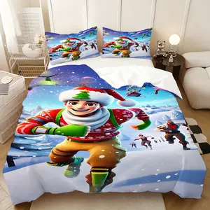 Fortnite Creative Bedding Three Piece Set, Quilt Cover and Pillowcase, Perfect for All Seasons, Ideal for Home and Rooms, Best Gift for Parties, 1 Quilt Cover + 2 Pillowcases (Without Core)
