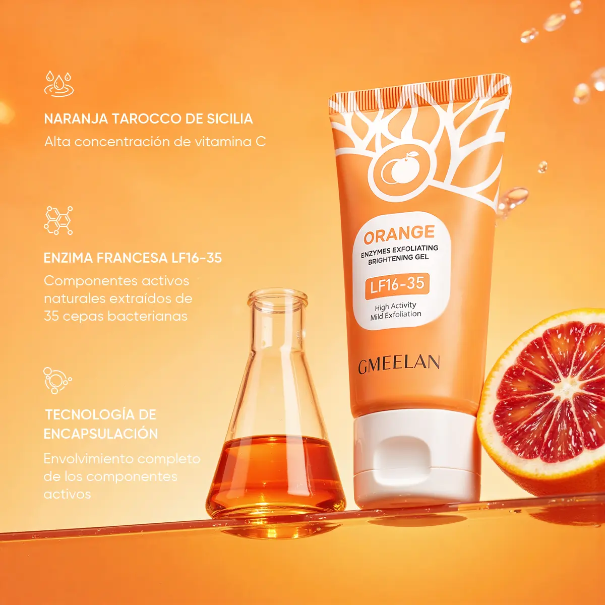 Orange Scented Exfoliator Clear Gel LF16-35 Gentle Exfoliation for