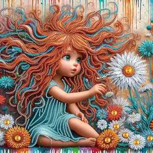 5D Diamond Painting Kit Little Daisy DIY Special Shape Crystal Rhinestone Partial Drill Diamond Art Embroidery Bead Mosaic Crafts Handmade Wall Decor Painting Gift for Adult and Beginner