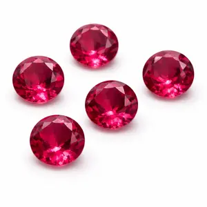 Lab Red Spinel: 6mm Round Set of 5 4ctw