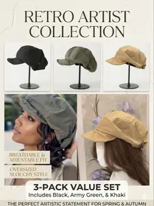 3pcs Set Retro Artist Beret & Newsboy Cap, Japanese Style Slouchy Painter Hat, Minimalist Versatile Headwear for Women, Spring Autumn Gift