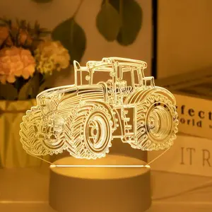 3D Tractor Design Night Light, USB Powered LED Desk Lamp, Creative Decorative Light, Indoor Decorative Light for Home Bedroom Living Room