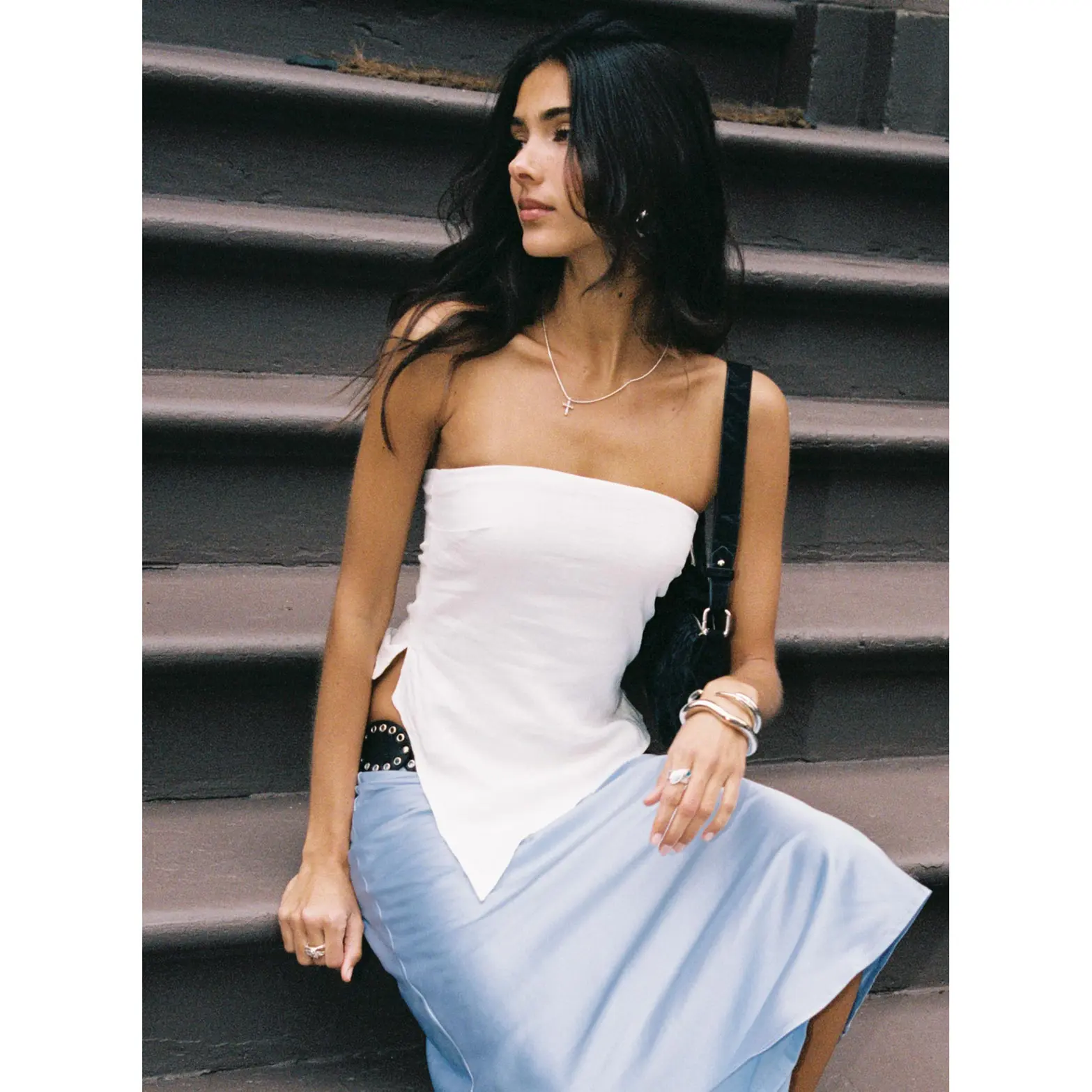 princess polly baby blue dress Orange & White Floral Asymmetric Midi Dress