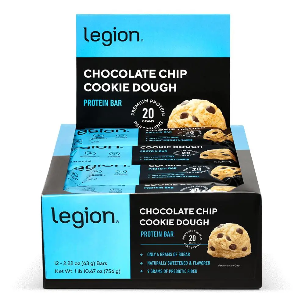 Legion Protein Bars - Chocolate Chip Cookie Dough - Box of 12 Legion Protein Bars - Chocolate Chip Cookie Dough - Box of 12