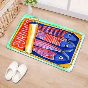 Vintage Sardine Can Rug, Fun Pop Art Non-Slip Mat, Durable Absorbent Carpet for Home Entrance, Kitchen Bedroom Doorway, Soft Comfortable