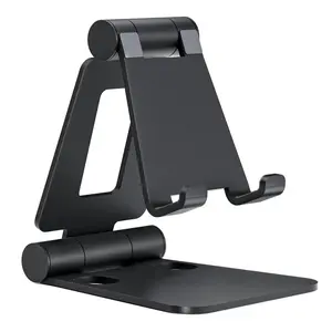 Dual Folding Cell Phone Stand, Fully Adjustable Desktop Cradle Dock Compatible Phone 16 15 14 13 12 11 Pro Xs Xs Max Xr X 8, All Phones